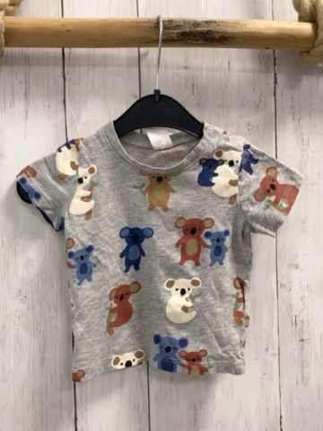 H&M  T-Shirt  Gr. 68  hellgrau bunte Bären