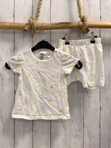 2tlg H&M  T-Shirt + Shorts  Gr. 86  weiß Zitronen