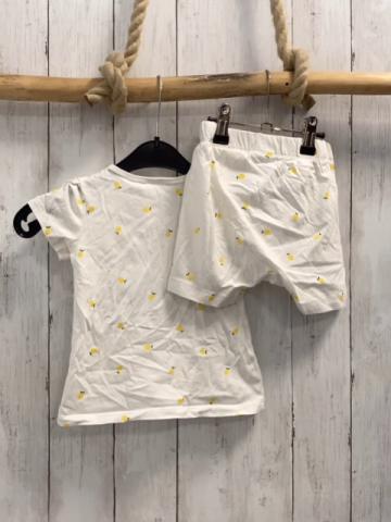 2tlg H&M  T-Shirt + Shorts  Gr. 86  weiß Zitronen