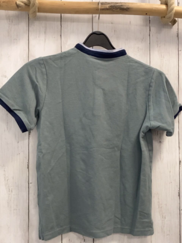   T-Shirt Gr. 128  grau blauer Bund Knopfleiste 