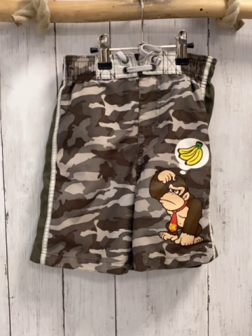   Badeshorts  Gr. 116  grau hellgrau braun gemustert Affe 