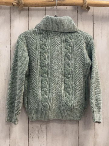   Pullover  Gr. 134  mint hellgrau meliert Strick Zöpfe Rolli 