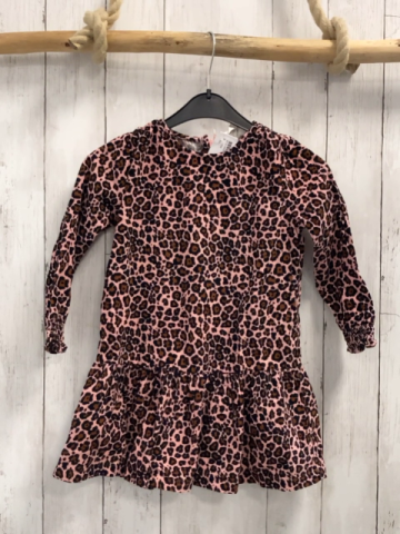 Kleid Gr. 110  pink braun schwarz Leoprint Kord