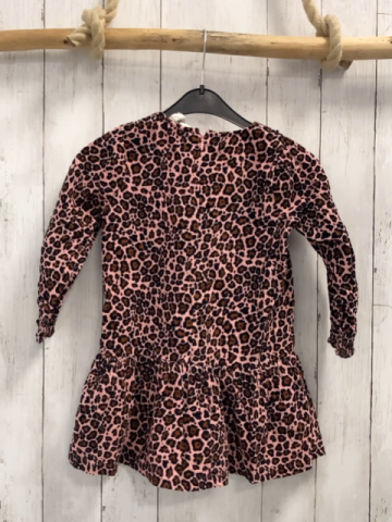  Kleid Gr. 110  pink braun schwarz Leoprint Kord
