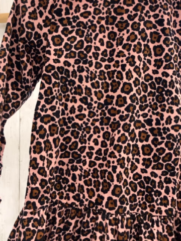  Kleid Gr. 110  pink braun schwarz Leoprint Kord