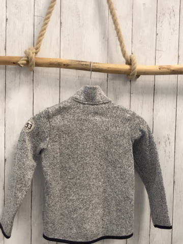 H&M Strickjacke Gr. 122  grau meliert schwarzer Bund