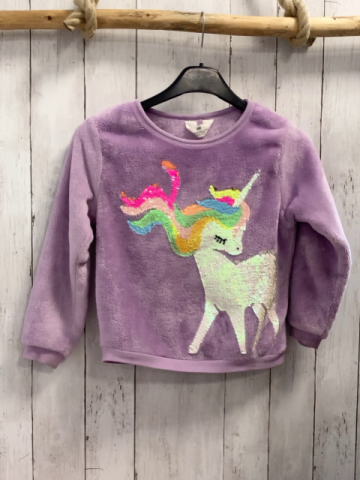 H&M  Pullover  Gr. 122  lavendel Plüsch buntes Pailetteneinhorn 