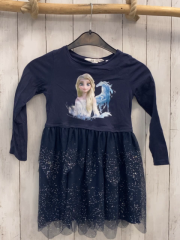 H&M  Kleid  Gr. 110  blau Elsa + Tüllüberrock mit glänzenden Punkten 