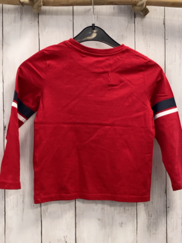   Langarmshirt Gr. 116  rot Feuewehrauto + blau weiße Streifen 