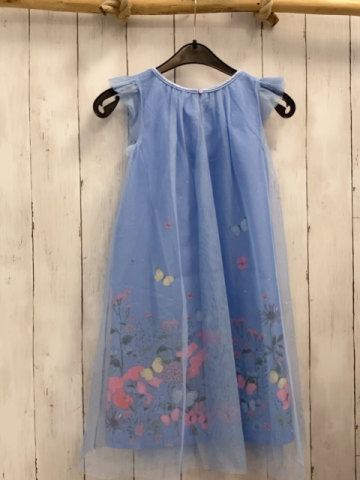 H&M  Kleid  Gr. 134  hellblau Schmetterlinge Tüllüberkleid mit Glitzerpunkten 