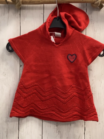 S´Oliver  T-Shirt  Gr. 80  rot Strick Kapuze Herz Zackenstreifen mit Lochmuster 