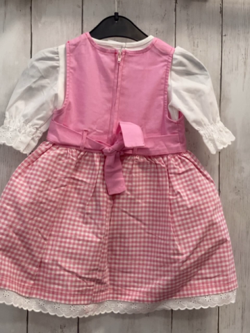 2tlg  Bluse + Kleid  Gr. 80  rosa Edelweiß + rosa weiß kariert + weiß mit Lochstickerei