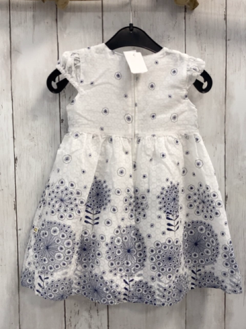 Wunderbärchen  Kleid  Gr. 86  weiß blaue Blumen blaues Gürtelband 