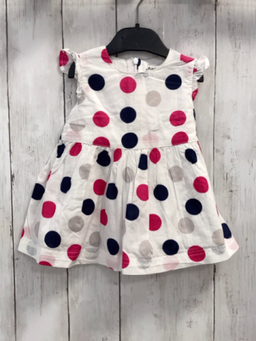 Kanz  Kleid  Gr. 68  weiß blau pink hellgraue Punkte 