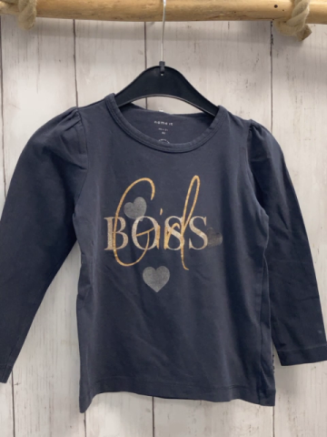 Name it  Langarmshirt  Gr. 92  grau Schrift Herzen 