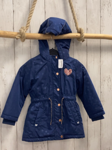 Manguun Winterjacke  Gr. 98  blau Punkte Kapuze mit weißem Plüschfutter 