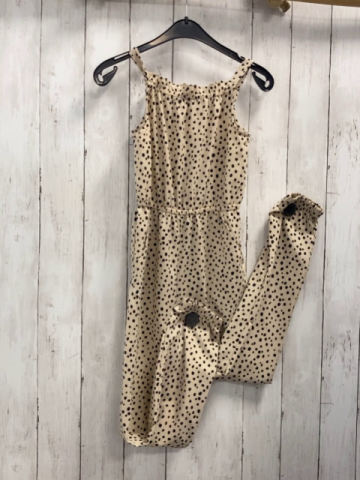 H&M  Jumpsuit Gr. 140  beige Struktur schwarze Punkte 