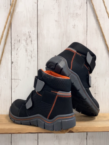 neu Ricosta  Boots  Gr. 34  schwarz grauer Bund orange Nähte Flax S warm gefüttert  