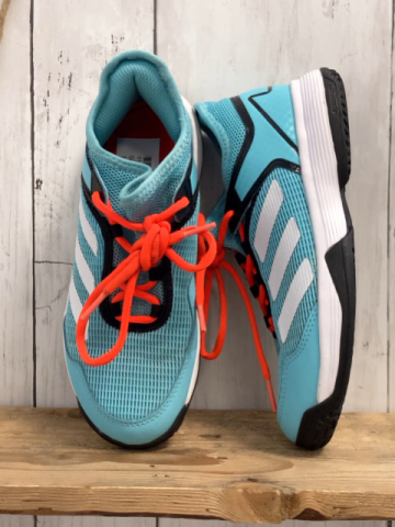 Adidas  Schuhe  Gr. 35  hellblau weiße Streifen orange Schnürsenkel 