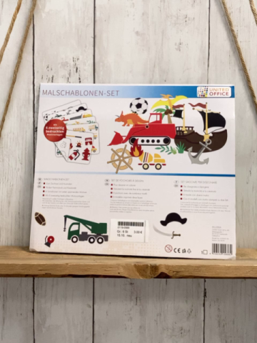 neu  Kreativspielzeug 6 Schablonen  Fahrzeuge Dino Piraten Fußball