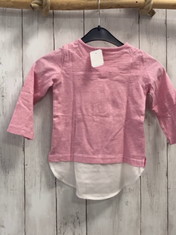   Langarmshirt  Gr. 98  rosa weißer Blusensaum Rüschen 