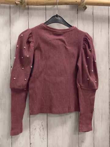 Zara  Pullover  Gr. 134  altrosa Rippen weiße Perlen 