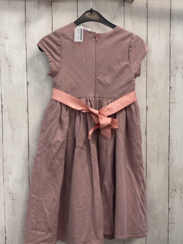   Kleid  Gr. 128  rosa grau silber kariert rosa Gürtelband mit Schleife 