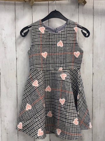 Pretty Baby  Kleid  Gr. 122  weiß schwarz grau rost  kariert rosa weiße Herzen 
