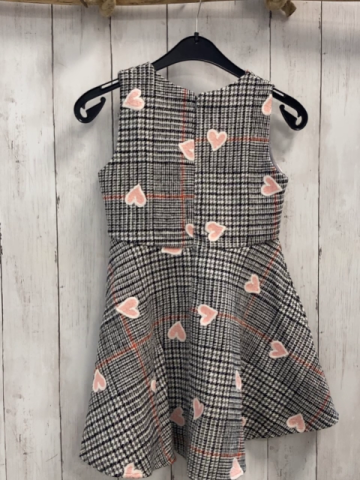 Pretty Baby  Kleid  Gr. 122  weiß schwarz grau rost  kariert rosa weiße Herzen 