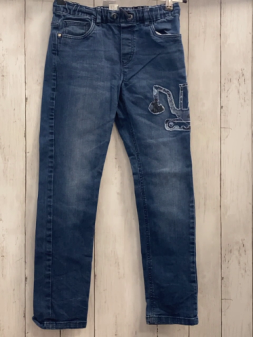   Hose  Gr. 140  blau Jeans Bagger Gummizugbund mit Kordel 