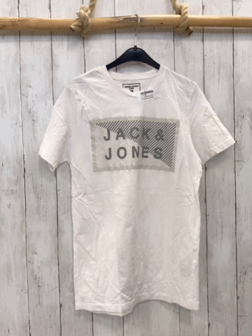 Jack & Jones  T-Shirt  Gr. 158/164  weiß Rechteck mit Streifen + Schrift 
