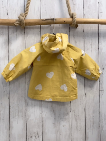 H&M  Jacke  Gr. 68  gelb weiße Herzen Kapuze 