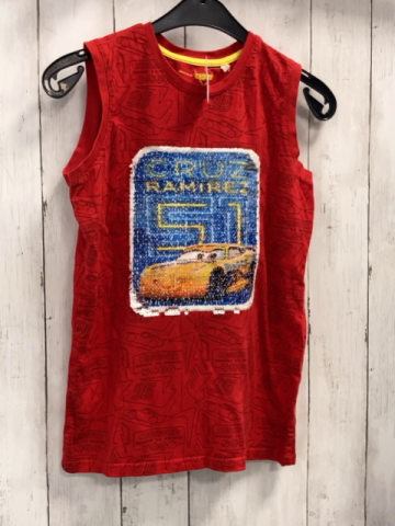   T-Shirt  Gr. 140  rot Pailettenbild Cars grauer Druck 