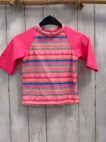   UV-Schutzshirt  Gr. 104  pink bunte Streifen mit Rauten 