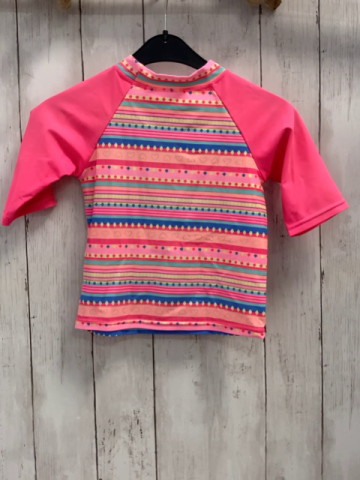   UV-Schutzshirt  Gr. 104  pink bunte Streifen mit Rauten 