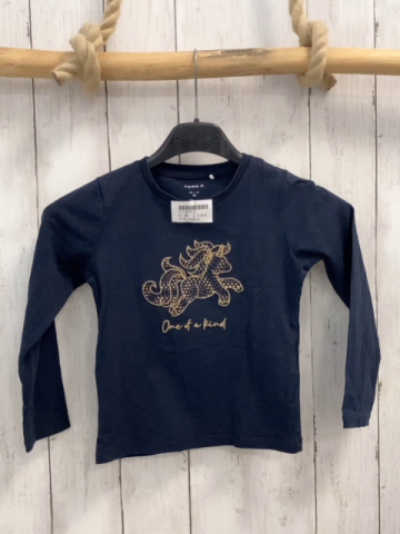 Name it  Langarmshirt  Gr. 92  schwarz hellbraunes Einhorn mit goldenen Glitzerpunkten 