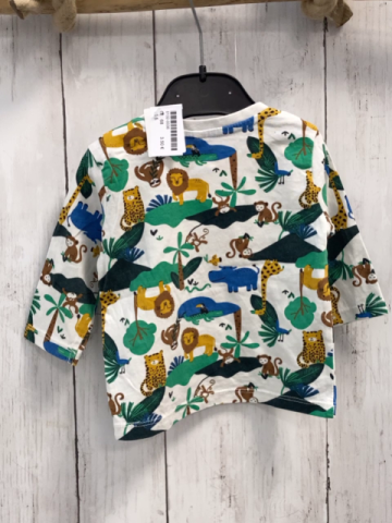    Langarmshirt  Gr. 68  weiß Safaritiere Bäume 