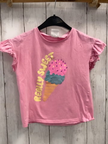 Zara  T-Shirt  Gr. 110  rosa glänzendes Eis Rüschenärmel 