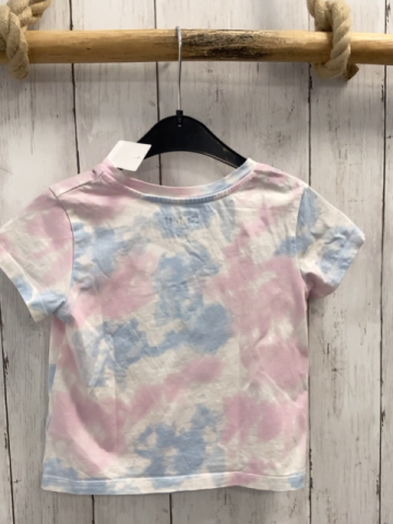   T-Shirt  Gr. 104  weiß rosa hellblau gemustert Stitch glänzende Schrift 