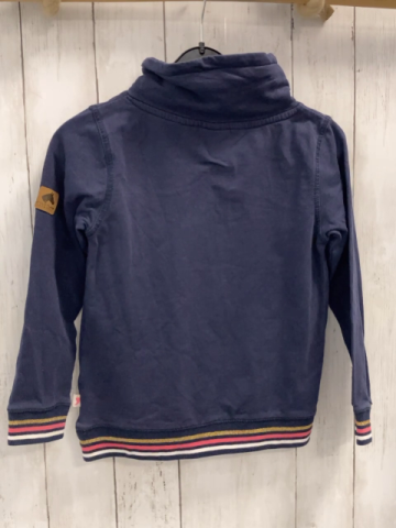 Salt & Pepper  Pullover  Gr. 116  blau gestickte Hufeisen bunter Streifenbund mit Glitzer 