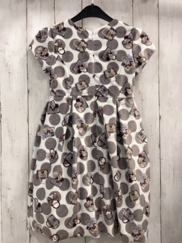 Mayoral  Kleid  Gr. 128  weiß Samt graue Punkte Taschen mit Schleifen 