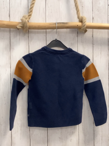 Okaidi Pullover  Gr. 110  blau hellgrau ocker Streifen Strick