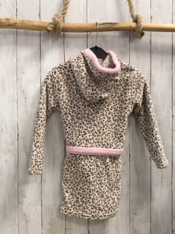   Bademantel Gr. 110  beige braun rosa leoprint rosa Bund Kapuze 