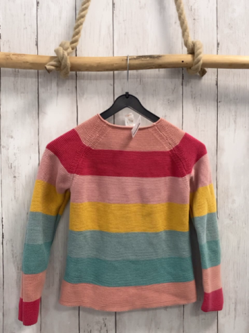   Strickjacke  Gr. 128  rosa pink mais mint grüne Streifen 