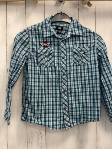 H&M  Hemd  Gr. 128  petrol mint weiß kariert 