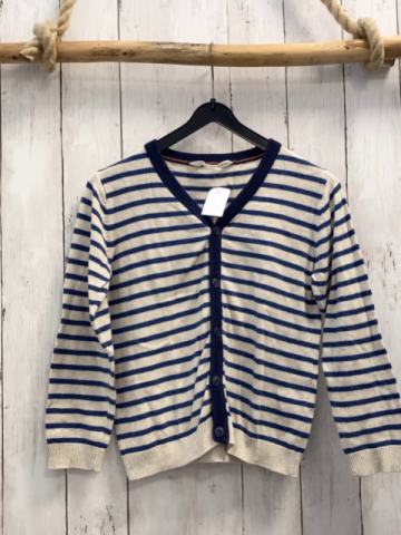 H&M  Strickjacke  Gr. 122  creme blaue Streifen dunkelblauer Bund 