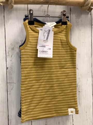 neu 2 P U-Hemden Gr. 80  blau graue Streifen + ocker weiße Streifen NP 9,99 € 