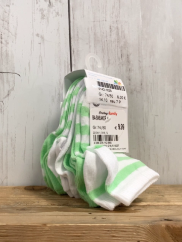 neu 7 P Socken  Gr. 74/80  hellgrün weiß NP 9,99€ 