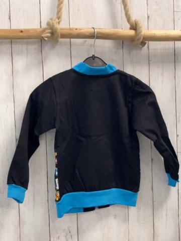 neu Babauba  Sweatjacke  Gr. 110  schwarz bunte Spinnen hellblauer Bund + Reißverschluss 
