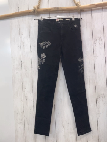  Hose Gr. 27  schwarz Jeans Blumenstickerei